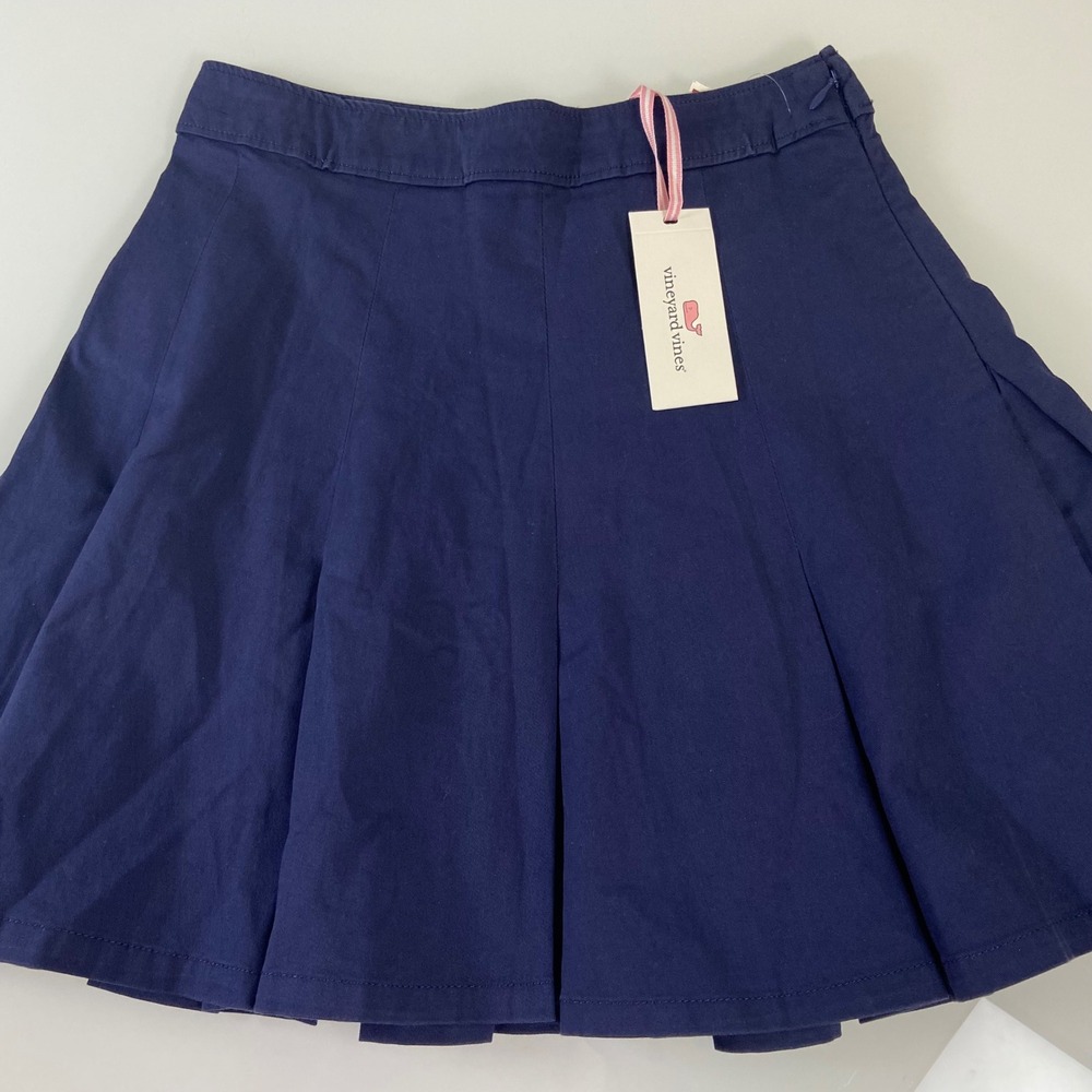 Vineyard Vines Womens Stretch Twill Pleated Skirt Nautical Navy Size 00 Academia